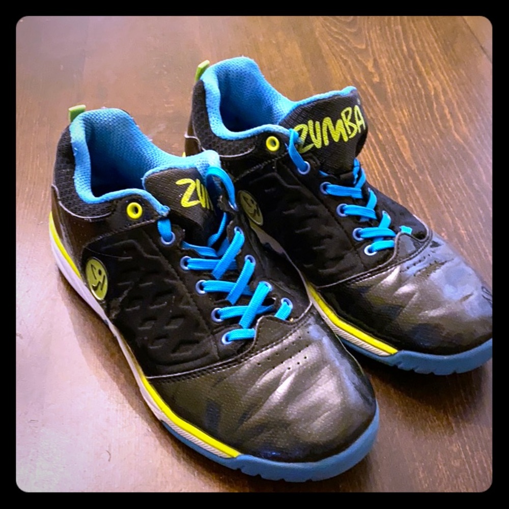 ZUMBA Fitness Dance Black/Blue Shoes Womens Sz 9